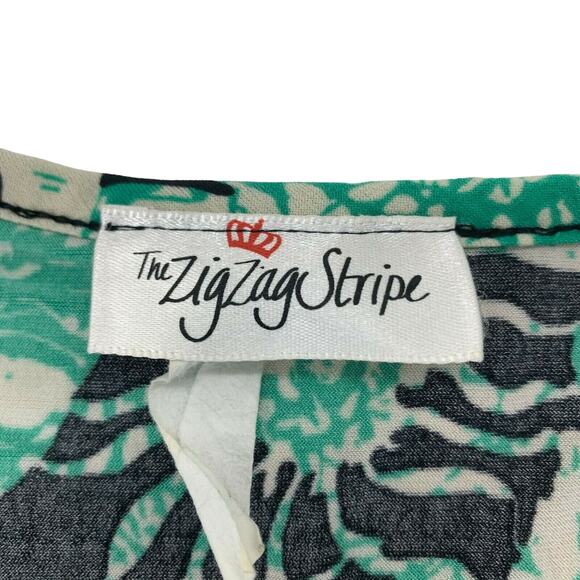 The Zig Zag Stripe Womens Dress Sleeveless Floral Gathered Ruched Size Small - Picture 8 of 8